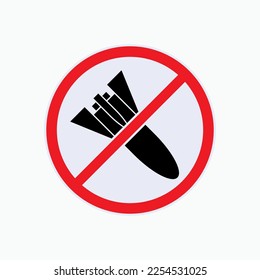 No Bomb Icon. Stop War. Anti Explosives Symbol - Vector.