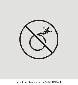 No Bomb Weapon Outline Vector Icon