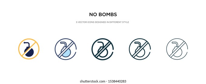 no bombs icon in different style vector illustration. two colored and black no bombs vector icons designed in filled, outline, line and stroke style can be used for web, mobile, ui