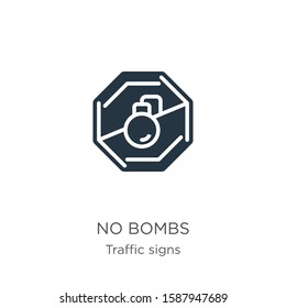 No bombs icon vector. Trendy flat no bombs icon from traffic signs collection isolated on white background. Vector illustration can be used for web and mobile graphic design, logo, eps10