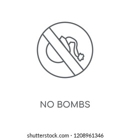 No bombs linear icon. No bombs concept stroke symbol design. Thin graphic elements vector illustration, outline pattern on a white background, eps 10.