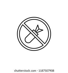 no bombs sign icon. Element of peace icon for mobile concept and web apps. Thin line no bombs sign icon can be used for web and mobile