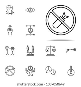 no bombs sign icon. human rights icons universal set for web and mobile