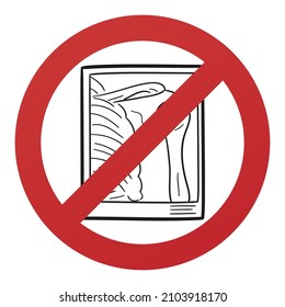 No Bone Scan Symbol Isolated on White Background. Medical Vector Illustration Prohibition Stop Sign.