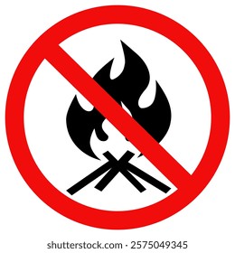 No bonfire camp icon.No bonfire sign. isolated flat style vector design.