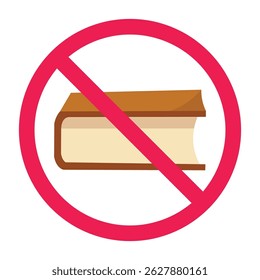 No book allowed sign, forbidden to read, books not allowed, prohibition book symbol
