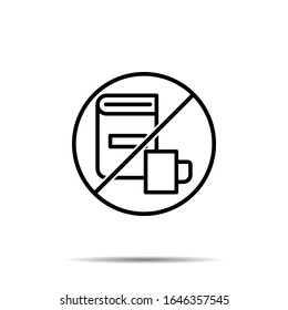 No book, cup icon. Simple thin line, outline vector of book ban, prohibition, forbiddance icons for ui and ux, website or mobile application