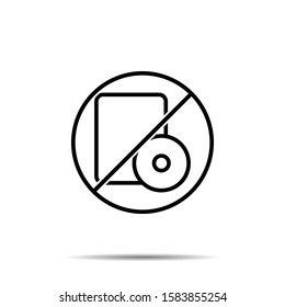 No book with disk icon. Simple thin line, outline vector of web ban, prohibition, embargo, interdict, forbiddance icons for ui and ux, website or mobile application