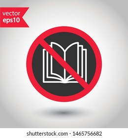 No book icon. Prohibited reading vector icon. Forbidden reading book icon. No magazine vector sign.  