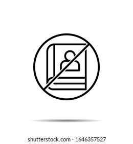 No hay libro, hombre icono. Línea delgada simple, contorno vector de prohibición de libro, prohibición, iconos de prohibición para ui y ux, sitio web o aplicación móvil