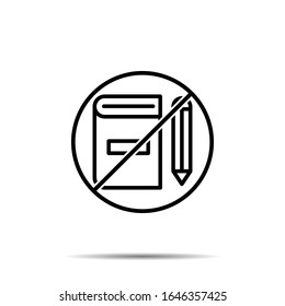 No book, pen icon. Simple thin line, outline vector of book ban, prohibition, forbiddance icons for ui and ux, website or mobile application