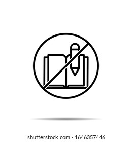 No book, pen icon. Simple thin line, outline vector of book ban, prohibition, forbiddance icons for ui and ux, website or mobile application