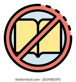 No book reading icon. Outline no book reading vector icon color flat isolated