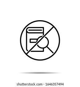No book, search icon. Simple thin line, outline vector of book ban, prohibition, forbiddance icons for ui and ux, website or mobile application