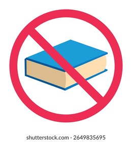 No book sign, forbidden book sign, reading prohibited icon, stop reading icon, banned books vector
