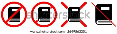 No book sign vector, indicating prohibition of reading or restricted access to written materials. Ideal for quiet zones, specific regulations, or areas where documentation is not permitted.