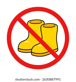 No Boots Sign on White Background