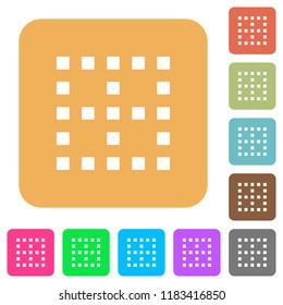 No borders flat icons on rounded square vivid color backgrounds.