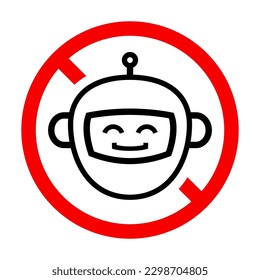 No bot stop robot prohibition sign vector