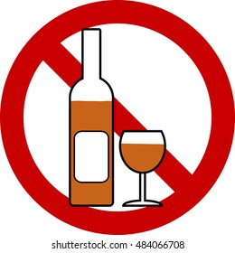 No bottle and glasse sign on white background. Vector illustration.