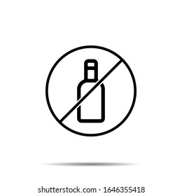 No bottle icon. Simple thin line, outline vector of glass drink ban, prohibition, forbiddance icons for ui and ux, website or mobile application