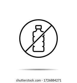 No bottle, water icon. Simple thin line, outline vector of water ban, prohibition, embargo, interdict, forbiddance icons for ui and ux, website or mobile application