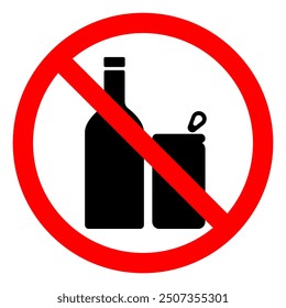 No Bottles Or Cans Symbol Sign, Vector Illustration, Isolate On White Background Label.EPS10