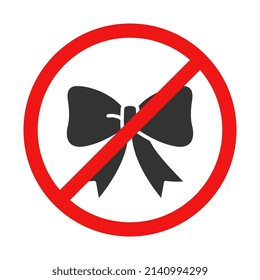 No Bow Tie Sign on White Background