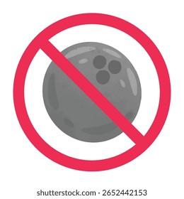 Nenhum sinal de bola de boliche, símbolo de boliche proibido, design de ilustração vetorial