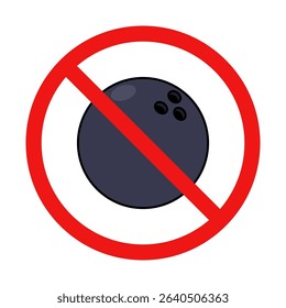 No Bowling Ball Sign on White Background