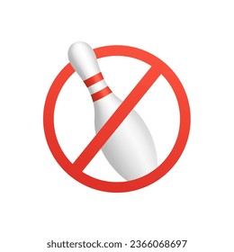 No bowling on a white background. Warning, caution, attention, restriction, label, ban, danger. Vector illustratio