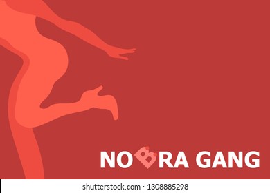 No Bra Gand. Poster for International Woman Day. Girl silhouette and rose. Design for cards, banners, flyers. Feminism concept.