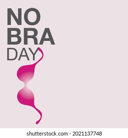 No Bra. Poster for International Woman Day. Young woman silhouette and rose. Design for cards, banners, flyers. Feminism concept. Illustration vector no bra day international