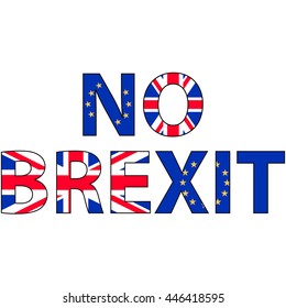 No brexit, the inscription of the flags of the UK and EU against the concept of a British exit from the European Union, vector for print or website design