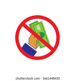 No bribery and salary in envelope symbol 