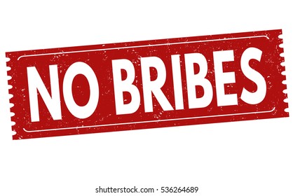 No bribes grunge rubber stamp on white background, vector illustration