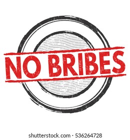 No bribes grunge rubber stamp on white background, vector illustration