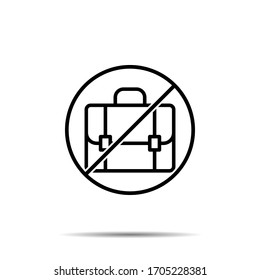 No briefcase icon. Simple thin line, outline vector of project management ban, prohibition, embargo, interdict, forbiddance icons for ui and ux, website or mobile application