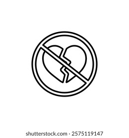 no broken heart icon Simple outline illustration