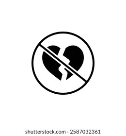 no broken heart icon Simple thin line logo