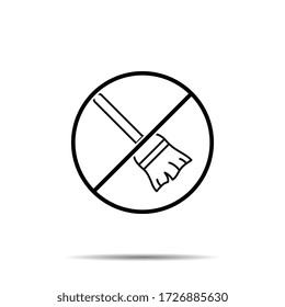 No broom icon. Simple thin line, outline vector of autumn ban, prohibition, embargo, interdict, forbiddance icons for ui and ux, website or mobile application