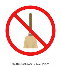 No Broom Sign on White Background