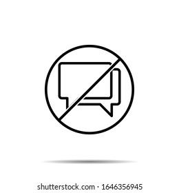 No bubble, chat icon. Simple thin line, outline vector of chat bubble ban, prohibition, forbiddance icons for ui and ux, website or mobile application