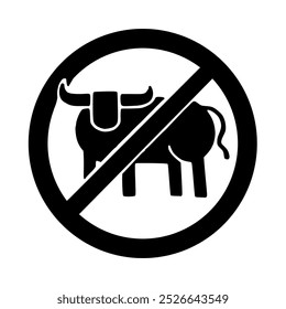 No buffaloes sign. 2D simple flat style graphic design. Template isolated on white background. Can be used for any purposes. Vector EPS10 