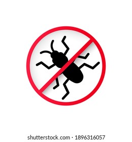 Ningún icono de fallo en negro. No hay insecto. Parasitario, hormiga, cucaracha. EPS vectorial 10. Aislado sobre fondo blanco