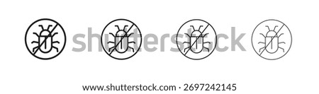 No Bug icon collection. Line vector sign, symbol for web and mobile