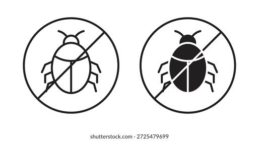 Kein Bug-Symbol mit Glyphe und Zeile. schwarze Vektorsymbole für die Web-Benutzeroberfläche