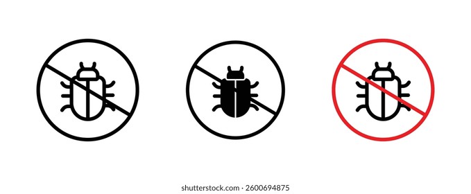 No Bug icons graphics set in black and blue colors