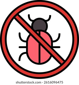 No Bug Line Vector Icon Design