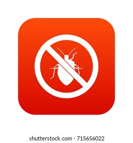 No bug sign icon digital red for any design isolated on white vector illustration